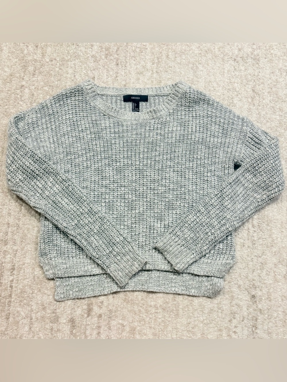 Forever 21 Heather Gray Textured Crewneck Sweater